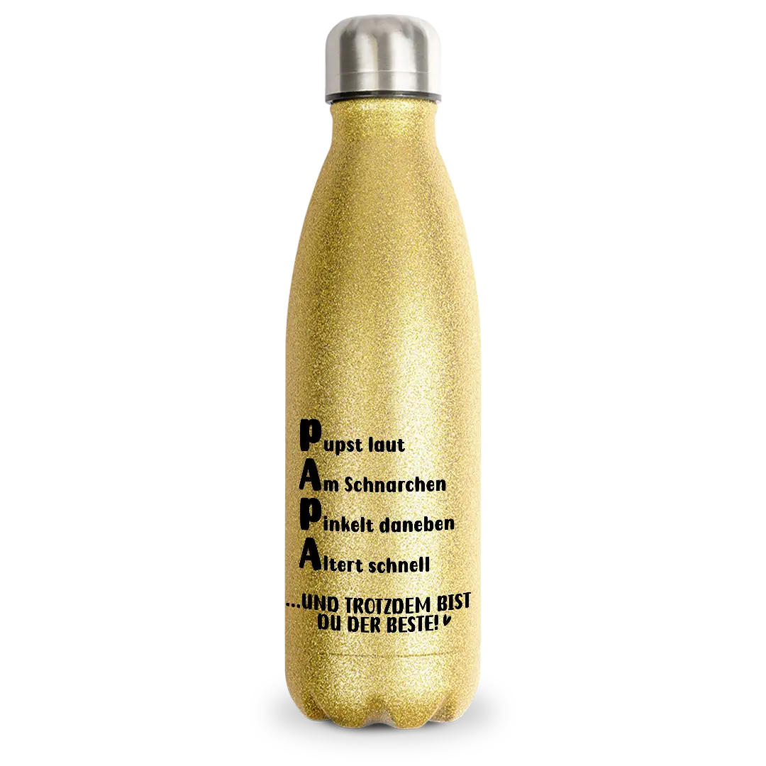 Papa... Und trotzdem bist du der Beste! - Flasche – Glitzertassen.de®