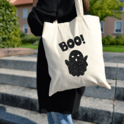 Boo! - Glitzer Einkaufstasche für Halloween
