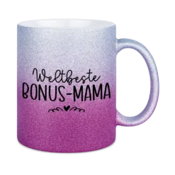 Weltbeste Bonus-Mama Glitzertasse Muttertag